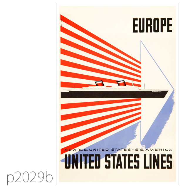 ユナイテッドステーツライン・客船ユナイテッドステーツのポスター ポストカード