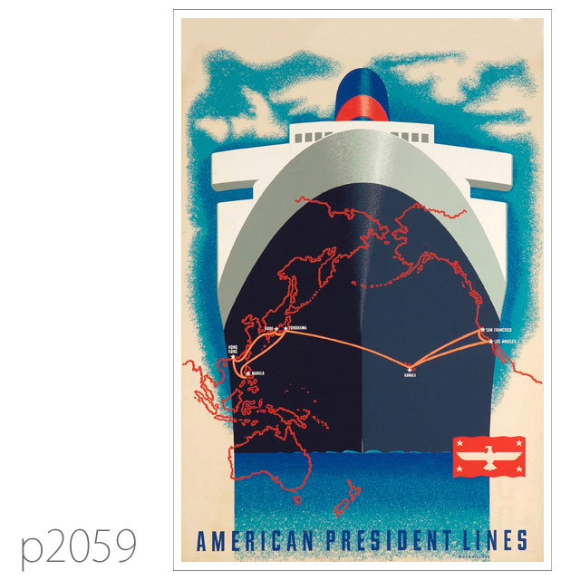 APL・客船プレジデント・クリーブランドのポスター ポストカード