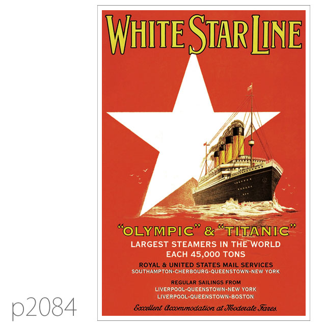 ホワイトスターライン・客船タイタニックのポスター ポストカード