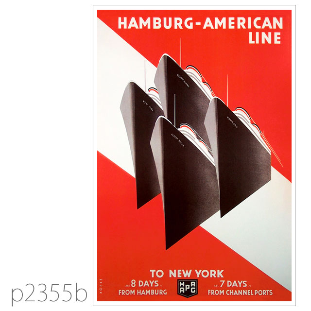 ハンブルグアメリカライン・アルベルトバリーン級客船のポスター ポストカード