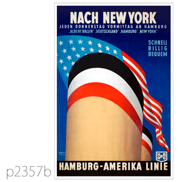 ハンブルグアメリカライン・客船ハンブルグのポスター ポストカード