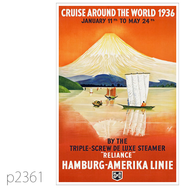 ハンブルグアメリカライン・客船レゾリュート、リライアンスのポスター ポストカード