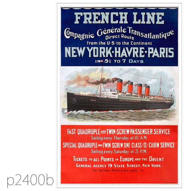 フレンチライン・客船フランス(1912)のポスター ポストカード