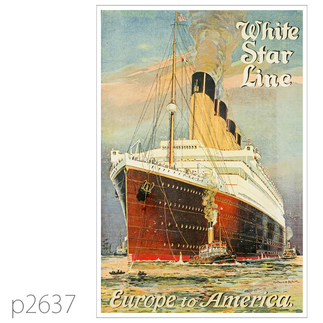 ホワイトスターライン・客船オリンピックのポスター ポストカード