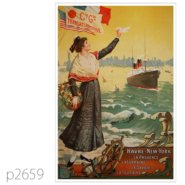 フレンチライン・客船プロヴァンスのポスター ポストカード