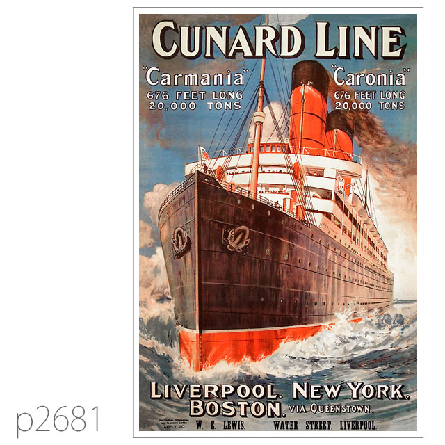 キュナード・客船カロニア、カーマニアのポスター ポストカード