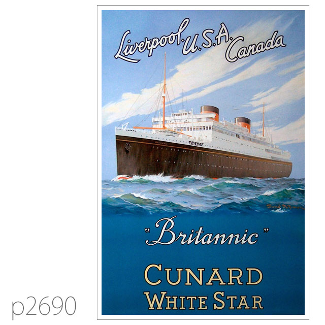 キュナード・客船ブリタニック、ジョージックのポスター ポストカード