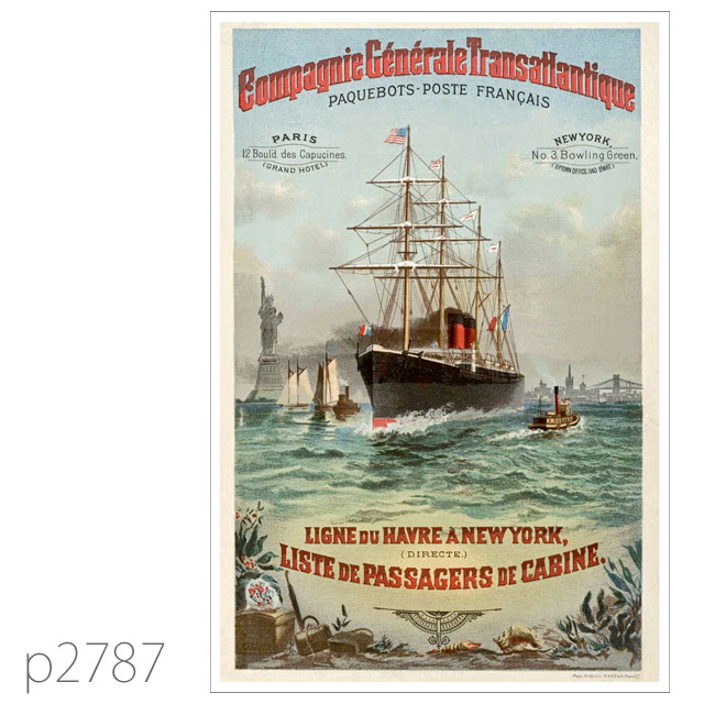 フレンチライン・ブルゴーニュ級客船のポスター ポストカード