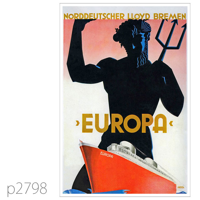 北ドイツロイド・客船オイローパのポスター ポストカード