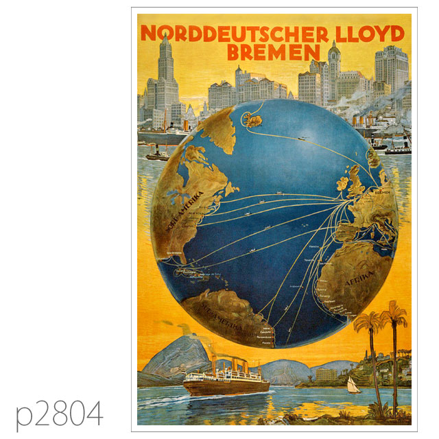 北ドイツロイド・客船コロンバスのポスター ポストカード