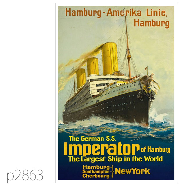 ハンブルグアメリカライン・インペラトール級客船のポスター ポストカード