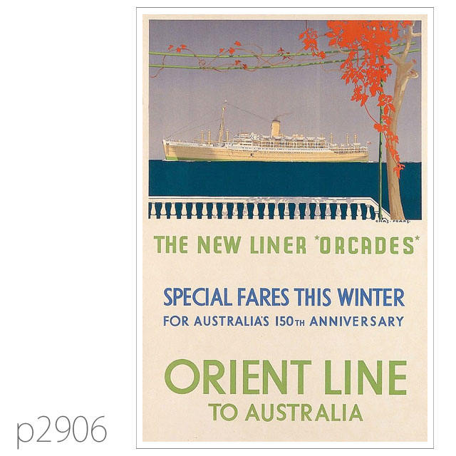 オリエントライン・客船オーカデス、ヒマラヤのポスター ポストカード
